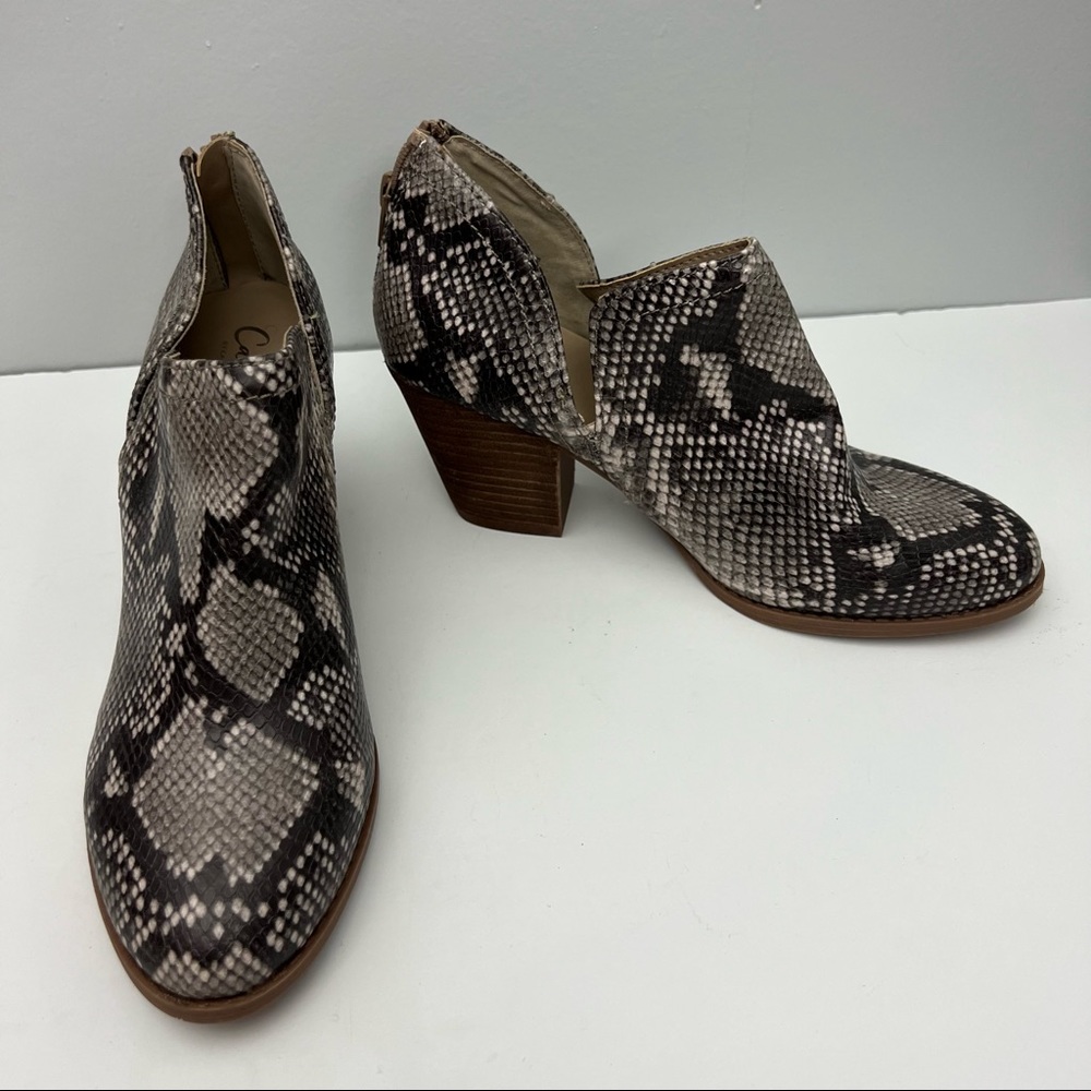 Carlos Carmin Snake Print Ankle Boots